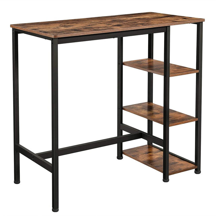 Bar Table Kitchen Table Dining Table with 3 Shelves Stable Steel Structure for Bar Party Cellar Restaurant Industrial Style Easy to Assemble Rustic Brown LBT11X