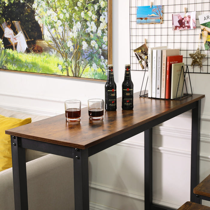 Bar Table 120cm Rustic Brown and Black LBT12X