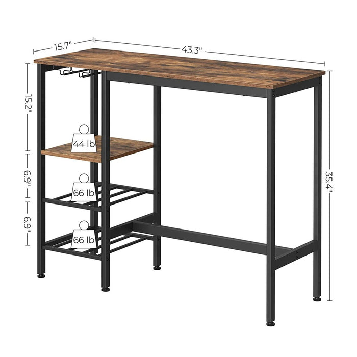 Bar Table with Wine Glass Holder and Bottle Rack LBT013B01