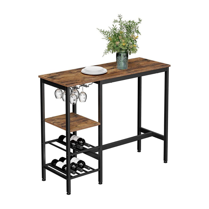 Bar Table with Wine Glass Holder and Bottle Rack LBT013B01