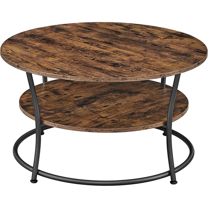 Coffee Round Cocktail Table With Shelf Rustic Brown LCT80BX