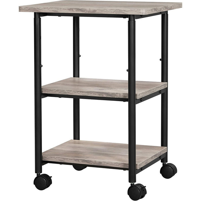 3-Tier Machine Cart with Wheels and Adjustable Table Top Greige and Black OPS003B02