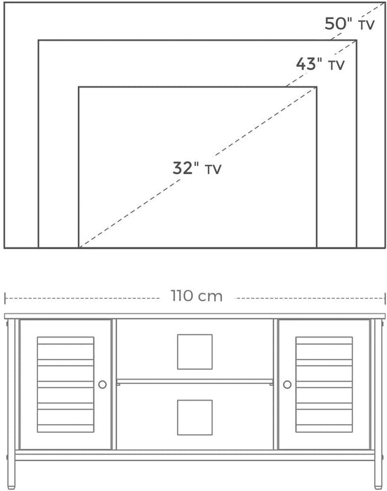 TV Stand Console Unit with Shelves Storage Rustic Brown and Black LTV43BX