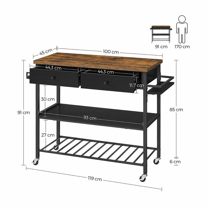 Kitchen Shelf Rustic Brown and Black KKI003B01