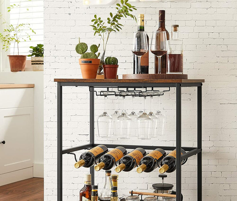 Bar Cart Rustic Brown and Black LRC087B01