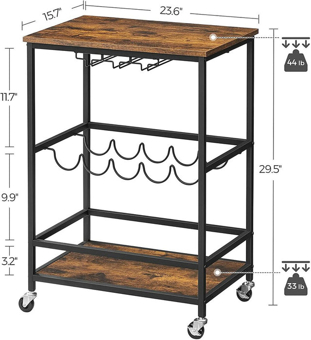 Bar Cart Rustic Brown and Black LRC087B01