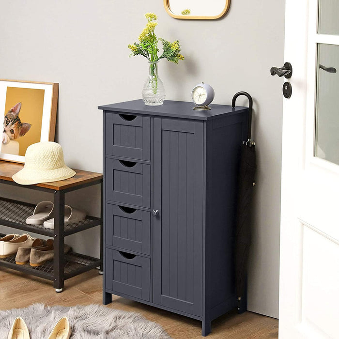 Floor Cabinet with 4 Drawers and Adjustable Shelf Gray LHC41GY