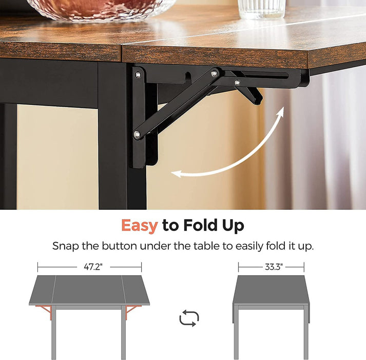 Folding Dining Table Drop Leaf Extendable Brown