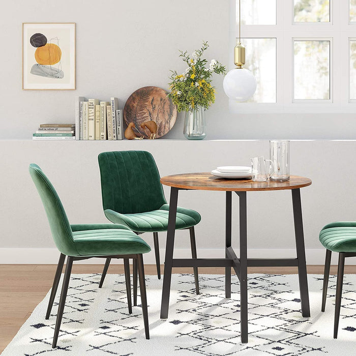 Small Round Kitchen Dining Table Industrial Design Vintage Brown and Black