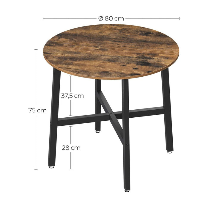 Small Round Kitchen Dining Table Industrial Design Vintage Brown and Black