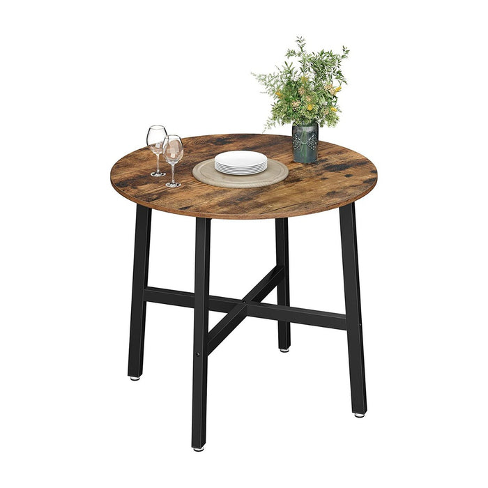 Small Round Kitchen Dining Table Industrial Design Vintage Brown and Black