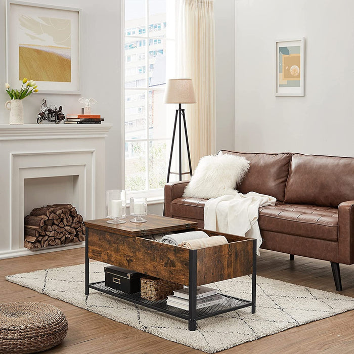 Coffee Table With Folding Top Rustic Brown Black