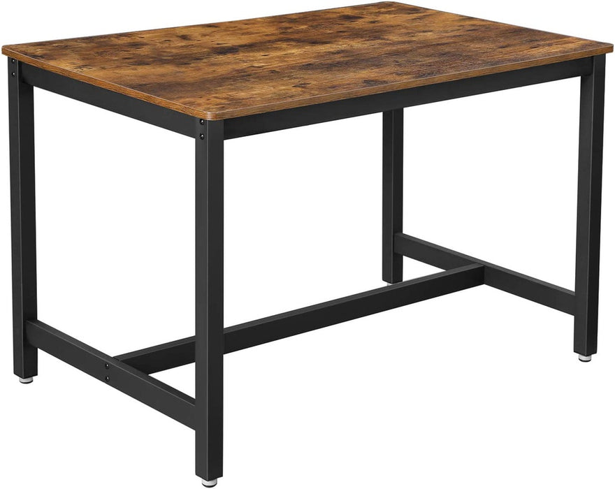 Dining Kitchen Table Metal Frame Rustic Brown and Black