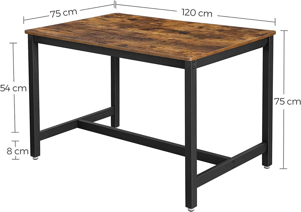 Dining Kitchen Table Metal Frame Rustic Brown and Black