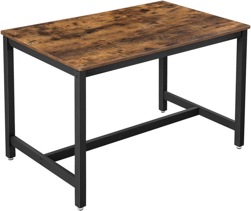 Dining Kitchen Table Metal Frame Rustic Brown and Black