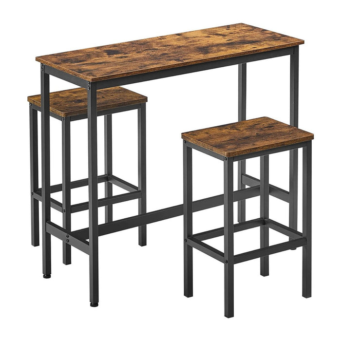 Bar Table with Bar Stool Set Industrial Design Vintage Brown/Black