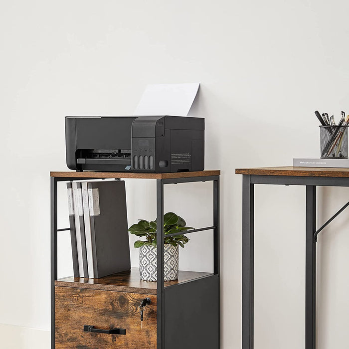 Filing Cabinet with 2 Drawers Rustic Brown and Black