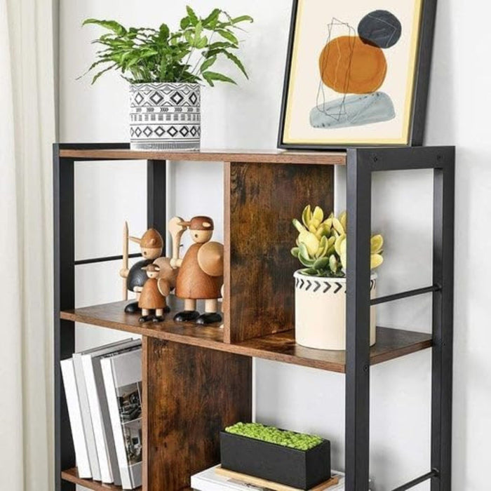 Bookshelf Rustic Brown and Black