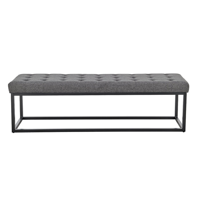 Cameron Button-tufted Upholstered Bench With Metal Legs - Dark Grey Linen