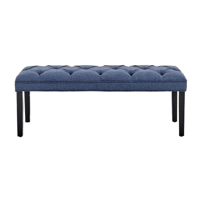 Cate Button-tufted Upholstered Bench With Tapered Legs By Sarantino - Blue Linen