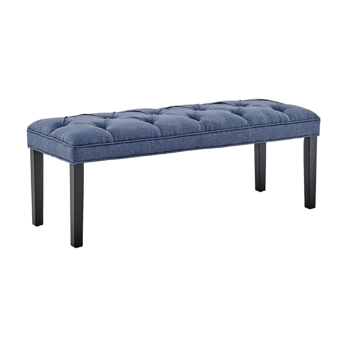 Cate Button-tufted Upholstered Bench With Tapered Legs By Sarantino - Blue Linen