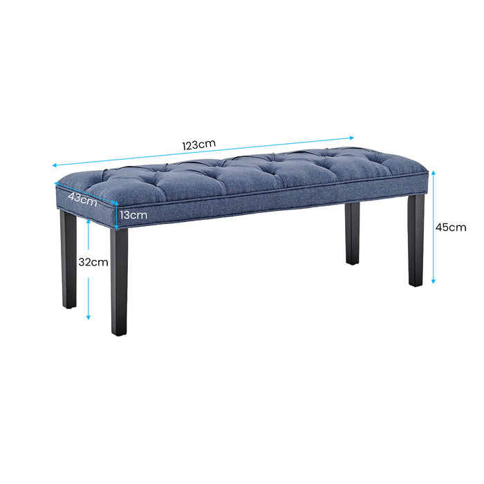 Cate Button-tufted Upholstered Bench With Tapered Legs By Sarantino - Blue Linen