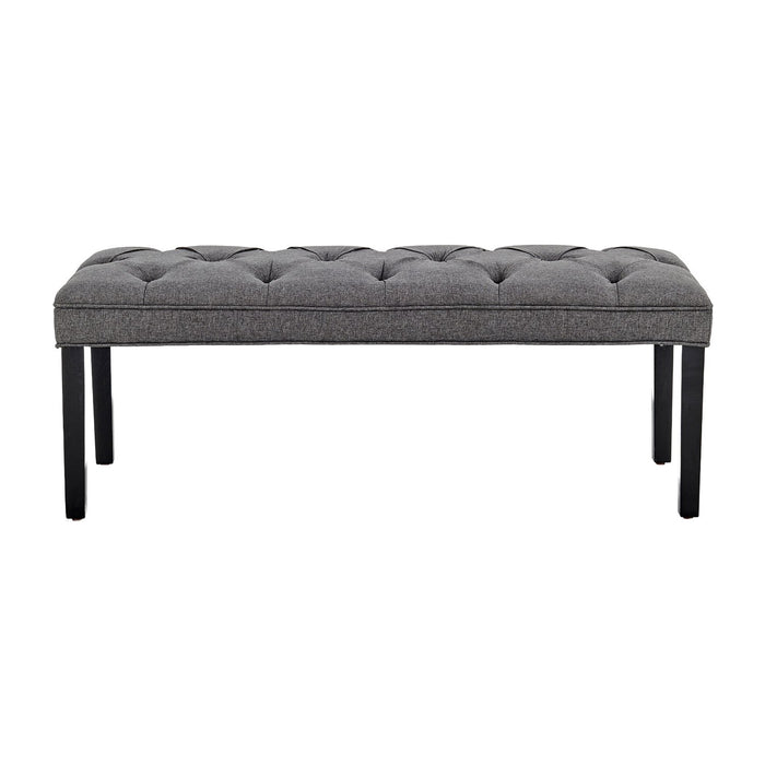 Cate Button-tufted Upholstered Bench With Tapered Legs - Dark Grey Linen