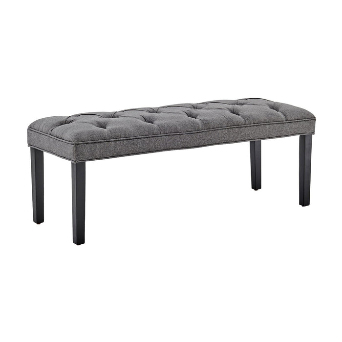 Cate Button-tufted Upholstered Bench With Tapered Legs - Dark Grey Linen