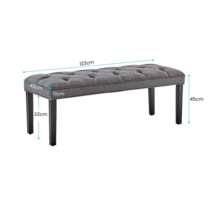 Cate Button-tufted Upholstered Bench With Tapered Legs - Dark Grey Linen