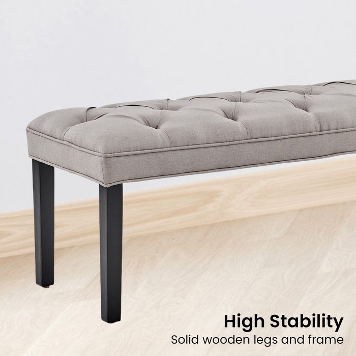 Cate Button-tufted Upholstered Bench With Tapered Legs By Sarantino - Light Grey