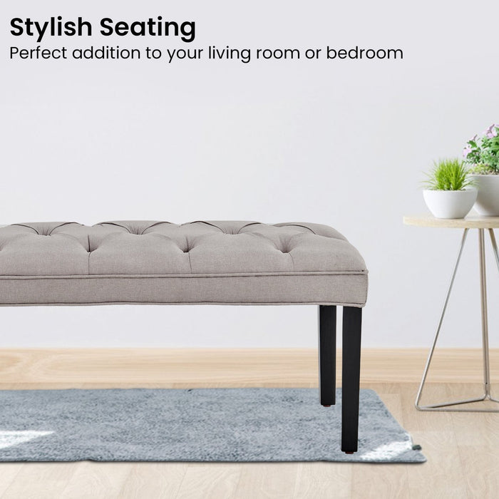 Cate Button-tufted Upholstered Bench With Tapered Legs By Sarantino - Light Grey