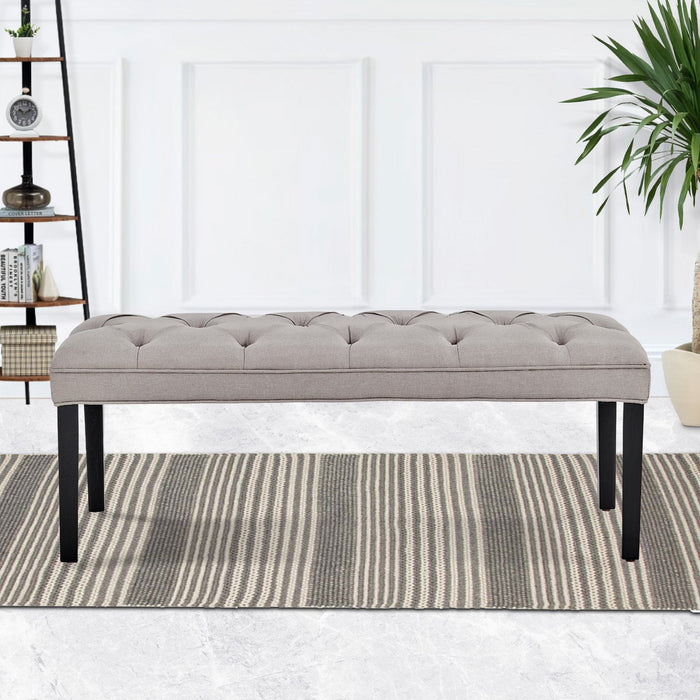 Cate Button-tufted Upholstered Bench With Tapered Legs By Sarantino - Light Grey