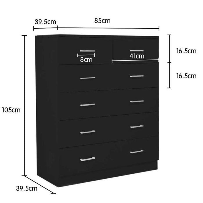 Tallboy Dresser 6 Chest Of Drawers Table Cabinet Bedroom Storage Black