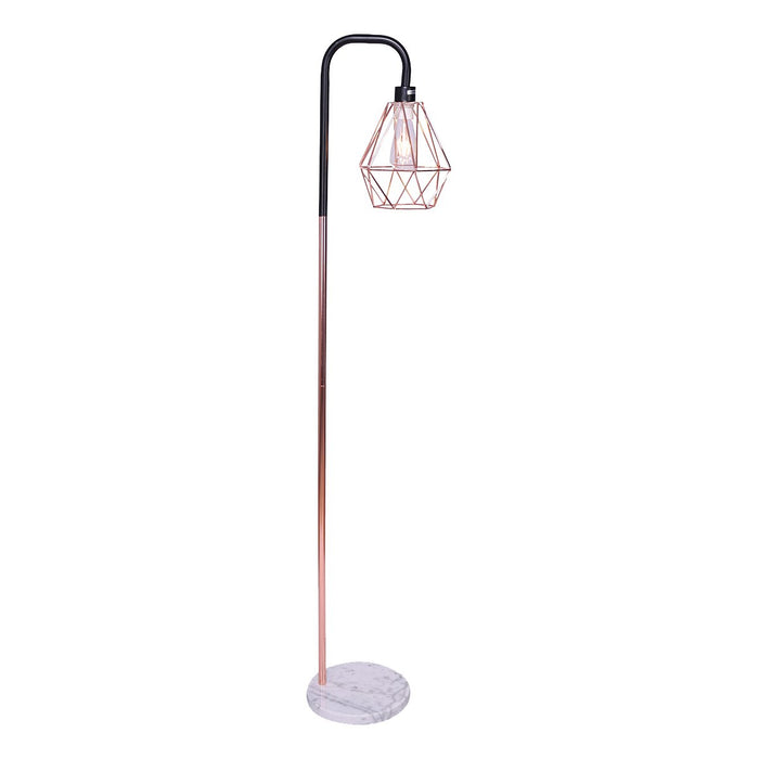 Rose Gold Floor Lamp with Geometric Shade