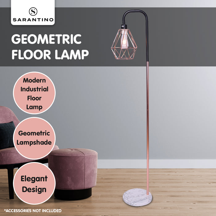 Rose Gold Floor Lamp with Geometric Shade