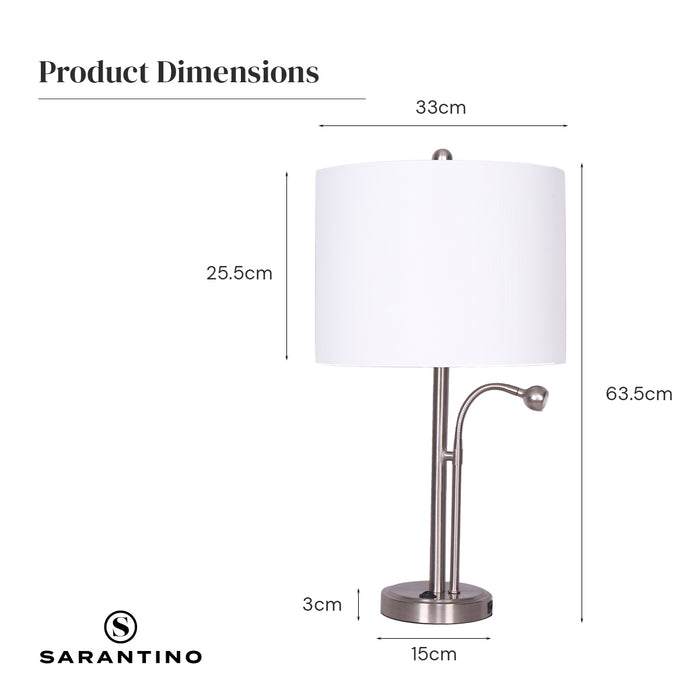 2-in-1 Table Lamp with LED Reading Light