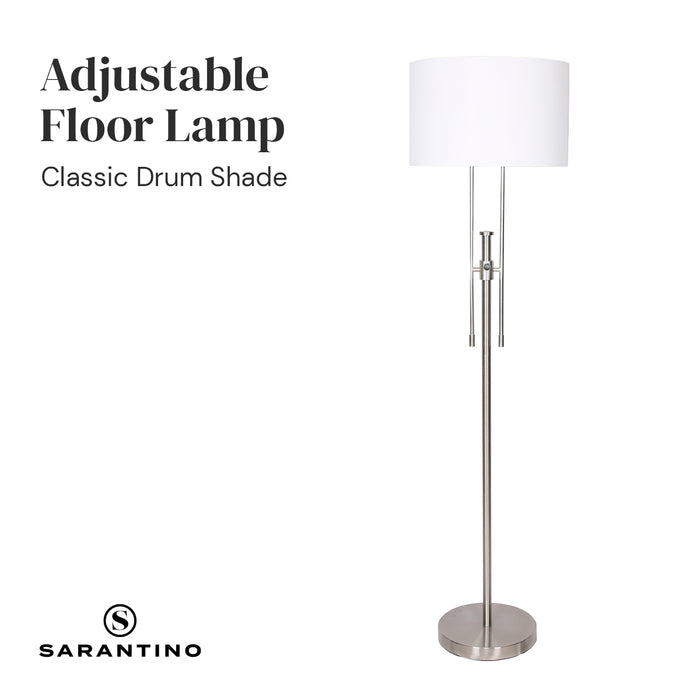 Brushed Nickel Height-Adjustable Metal Floor Lamp