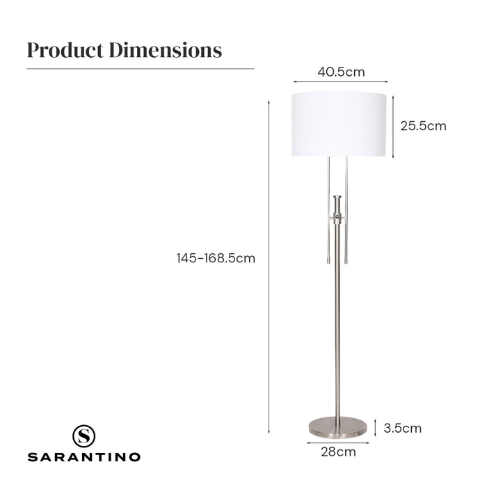 Brushed Nickel Height-Adjustable Metal Floor Lamp