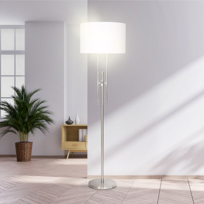 Brushed Nickel Height-Adjustable Metal Floor Lamp