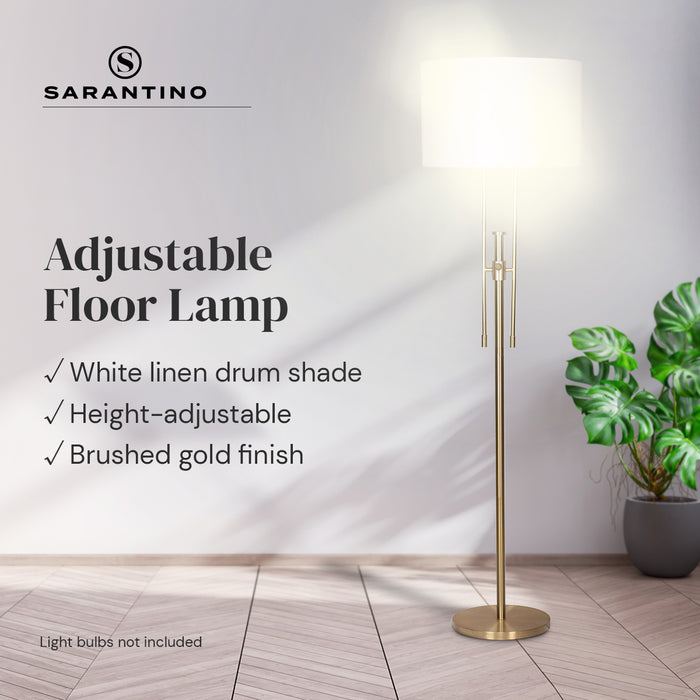 Brushed Gold Height-Adjustable Metal Floor Lamp