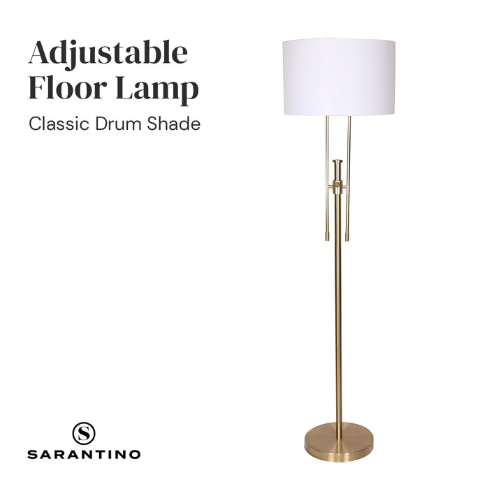 Brushed Gold Height-Adjustable Metal Floor Lamp