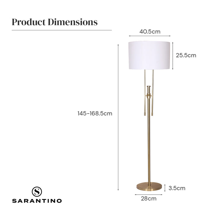 Brushed Gold Height-Adjustable Metal Floor Lamp