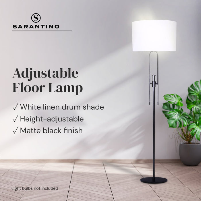 Height-Adjustable Metal Floor Lamp Matte Black