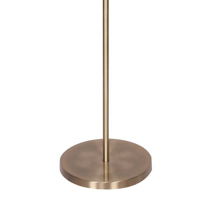 Metal Floor Lamp in Antique Brass Finish with Cream Linen Fabric Shade