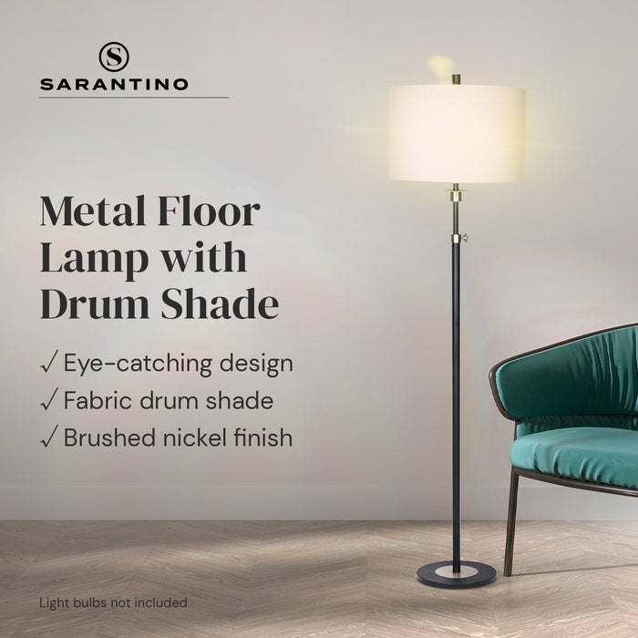 Metal Floor Lamp with Cream Drum Shade