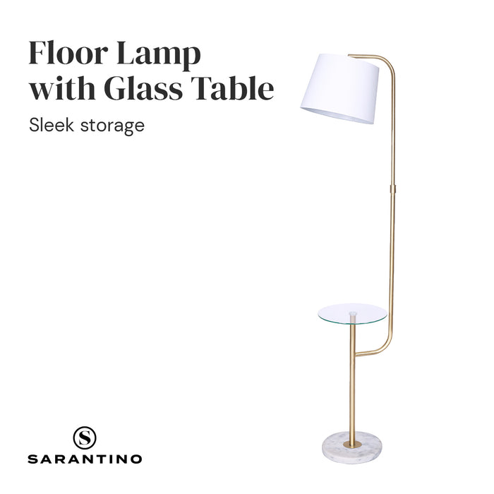 Glass End Brass Finish Table Top Floor Lamp