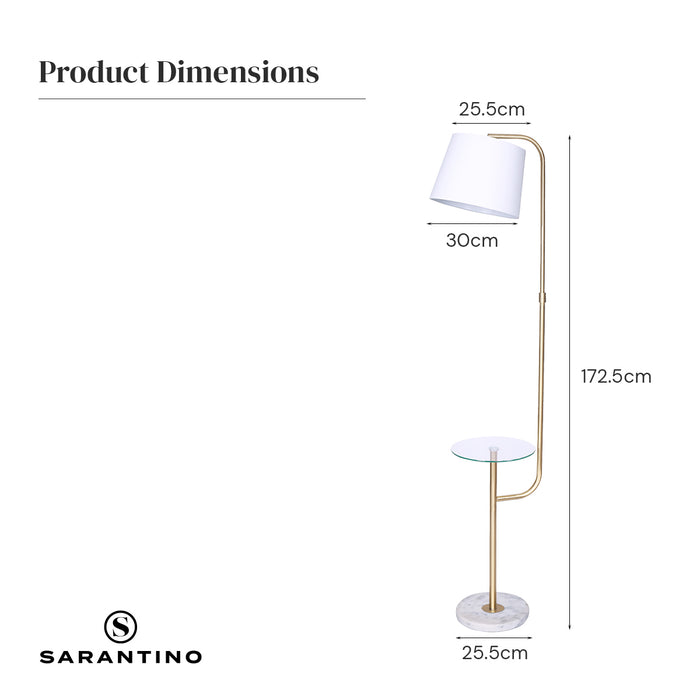 Glass End Brass Finish Table Top Floor Lamp