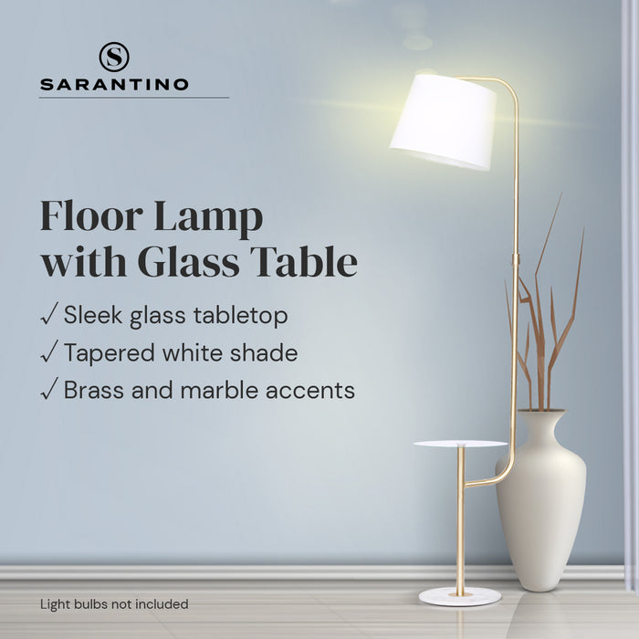 Glass End Brass Finish Table Top Floor Lamp