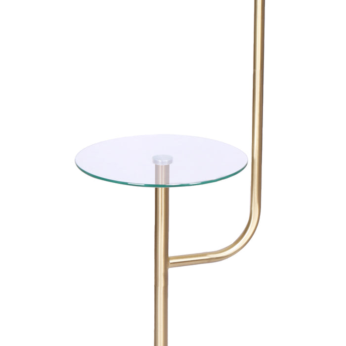 Glass End Brass Finish Table Top Floor Lamp