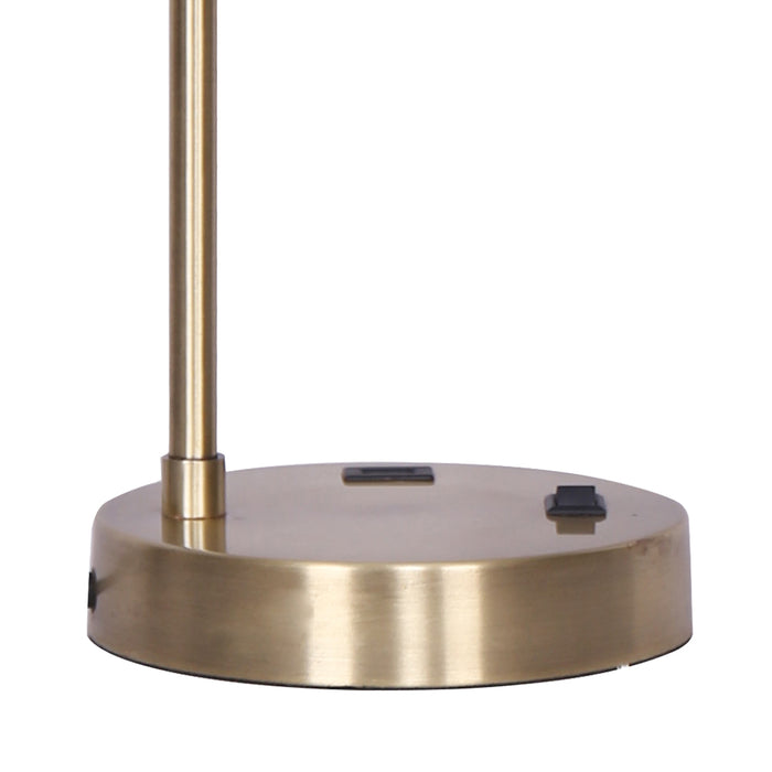 Metal Task Lamp with USB Charging Port Antique Brass Finish